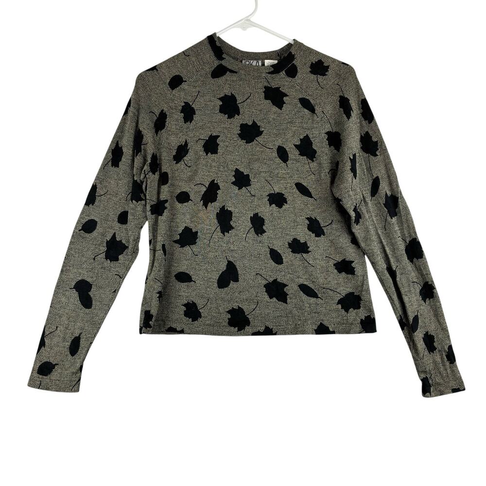 Vintage iRKA by SSG Long Sleeve Silk Blend Sweater Womens Medium Leaf Print READ